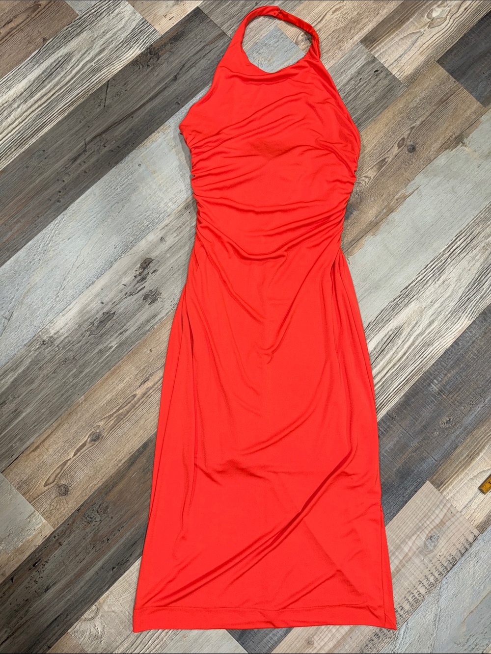 Anthropologie halter midi Dress in Bright Red